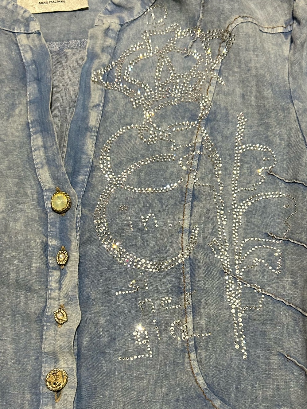 Elisa Cavaletti Girls' Blue Denim Tunic with Embellishment - Picture 3 of 7